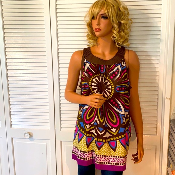 Nicole by Nicole Miller Tops - Nicole Miller mod xl tunic top abstract boho silky